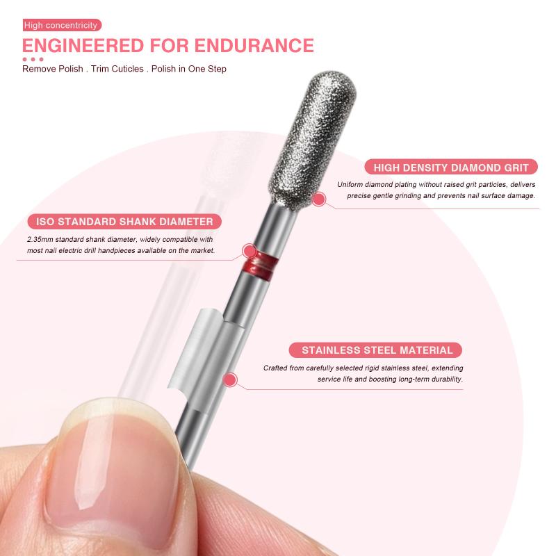 6Pcs Diamond Sand Nail Drill Bits Multi Functional Cuticle Polishing Set for Electric Manicure File Nail Care Routine Use