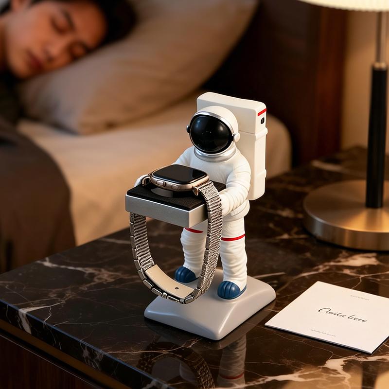 Creative Astronaut Resin Watch Stand Spaceman Figurine Watch Holder for Smartwatch Apple Watch Home Office Desk Decoration