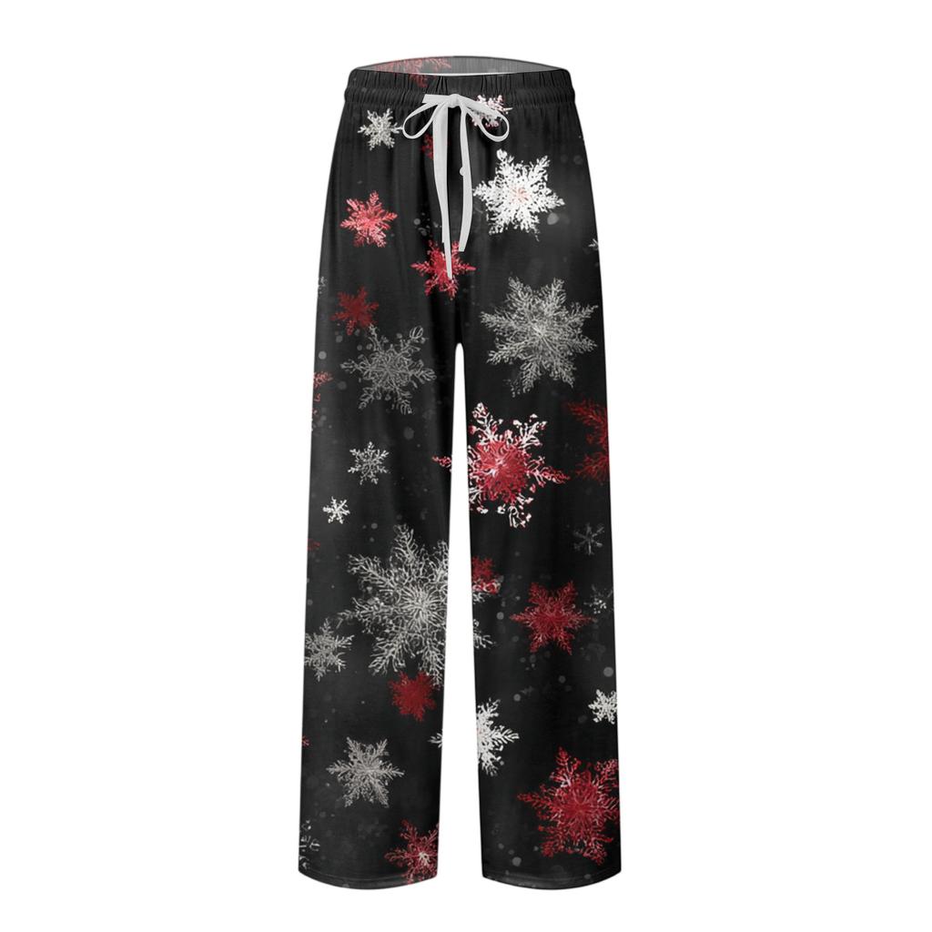 Pánské pletené módní potištěné kapsové ležérní kalhoty pyžamové kalhoty