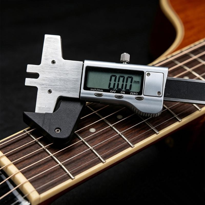 High Precisions Aluminum Guitar String Height Ruler With Digital Readout For Luthiers And Musicians