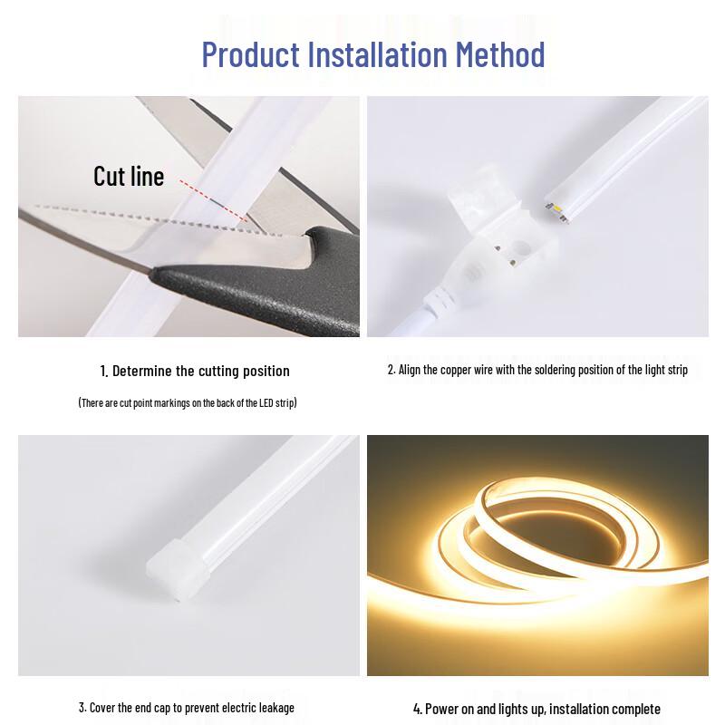 OEING 220V Outdoor Warm White LED Strip Light