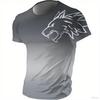 T-shirts for Men Fitness Sportswear 2024 Summer Vintage Men's 3d Printed Quick-Drying Gradient T-shirt Animal Wolf Short Sleeve