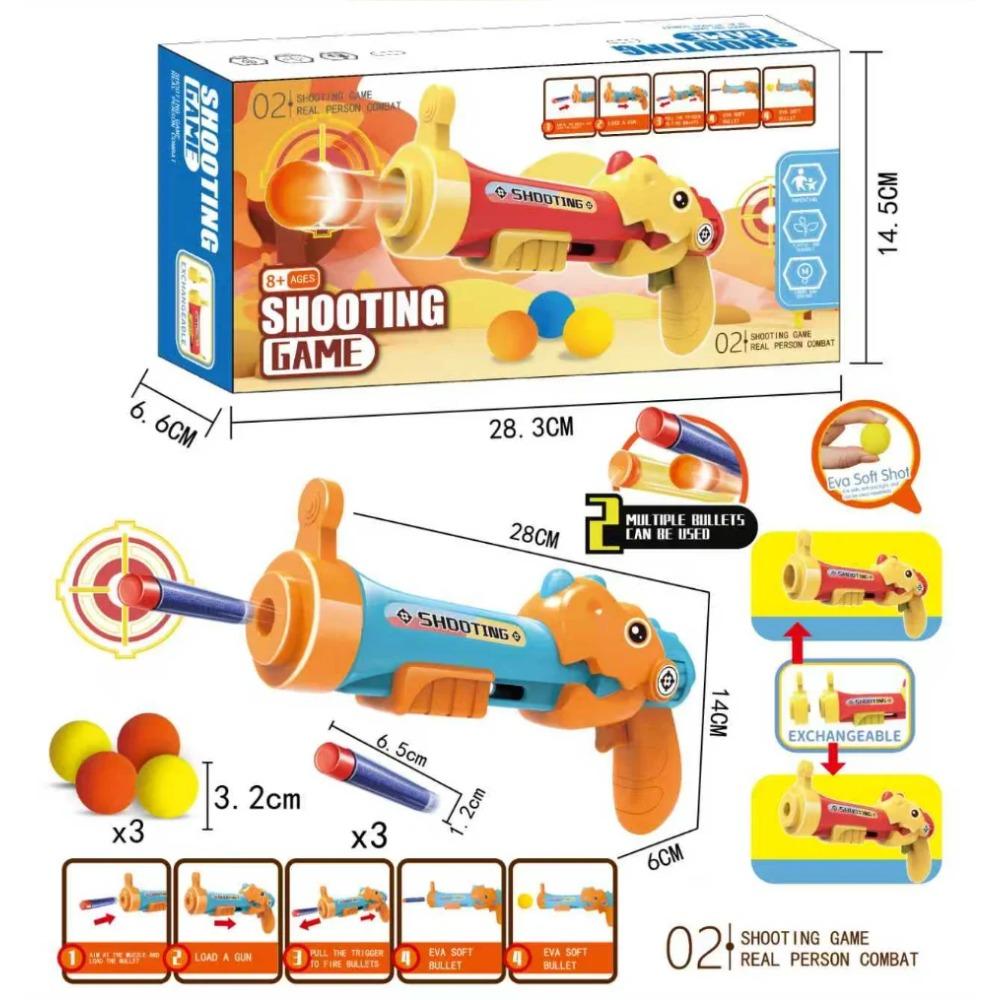 Interactive Parent-Child Airsoft Gun Toy Soft Bullet Shooting Duck Rex Ball Lion Design Elastic Gun Children Educational Game