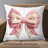 1 Pieces Pink Bow with Hearts 2D Printed Cushion Covers Polyester pillowcase, sofa decorative cushion cov Headboard Pillow