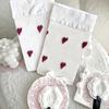 1 Pair Date Look Party Over-the-Knee Socks Valentine's Day Red Heart Pattern Cute One Size Sexy Black/White