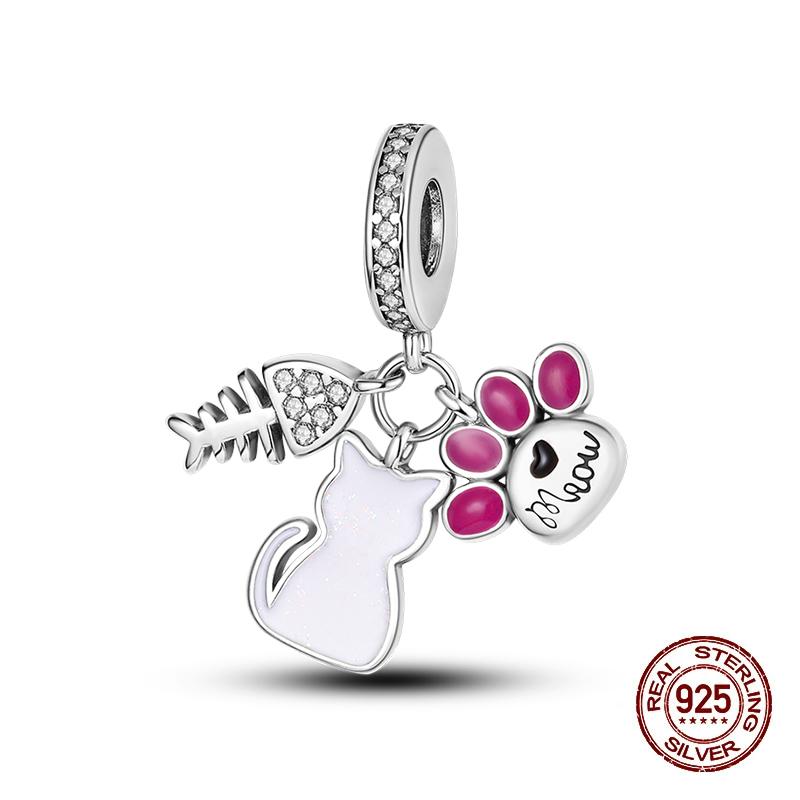 Charms Copper Moon Luminous Magical Cat Charms Beads Fit Original Bracelets Fashion Diy Jewelry Birthday Gifts