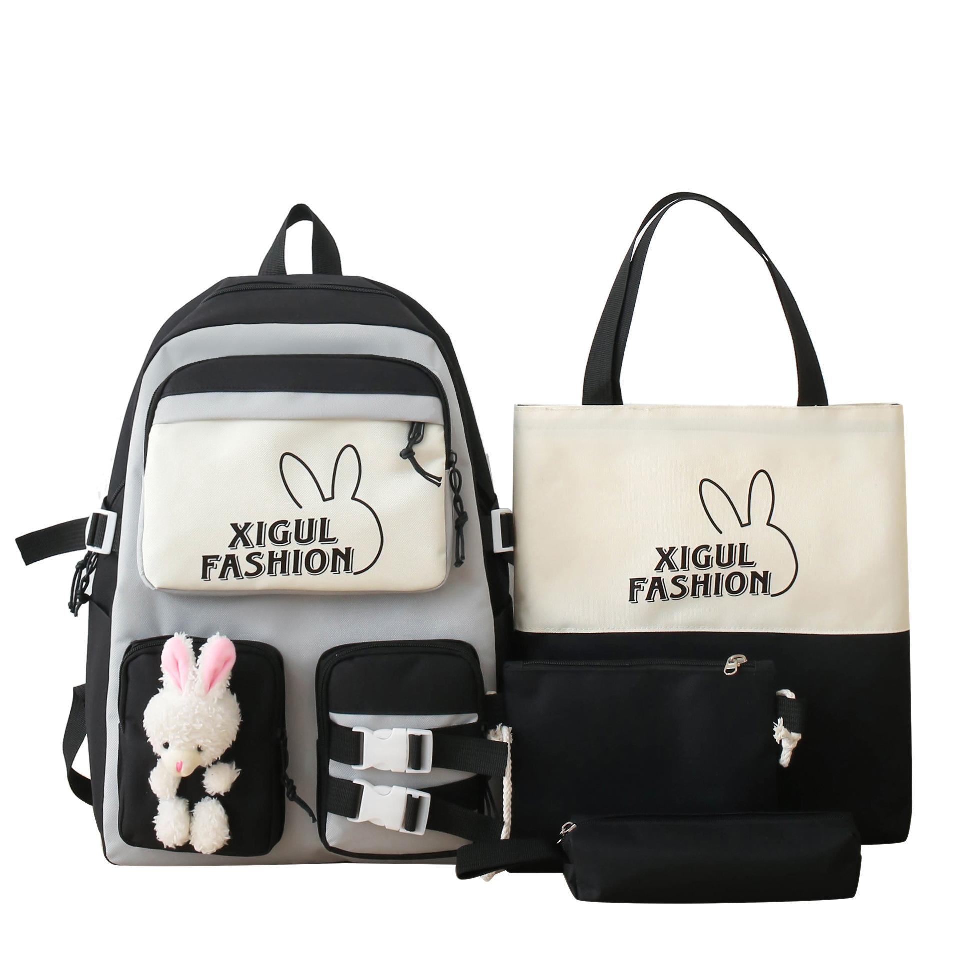 

Кулон в виде кролика, женский, большой вместимости, студенческий, ручной, на плечо, рюкзак, пенал чёрный