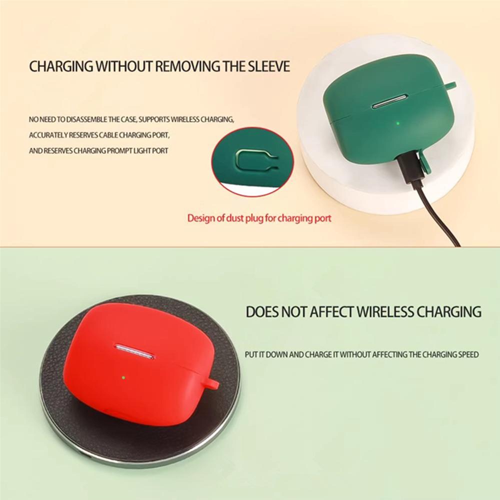 For Oppo Enco Clip Silicone Case Wireless Earphones Protective Cover with Anti-Lost Buckle