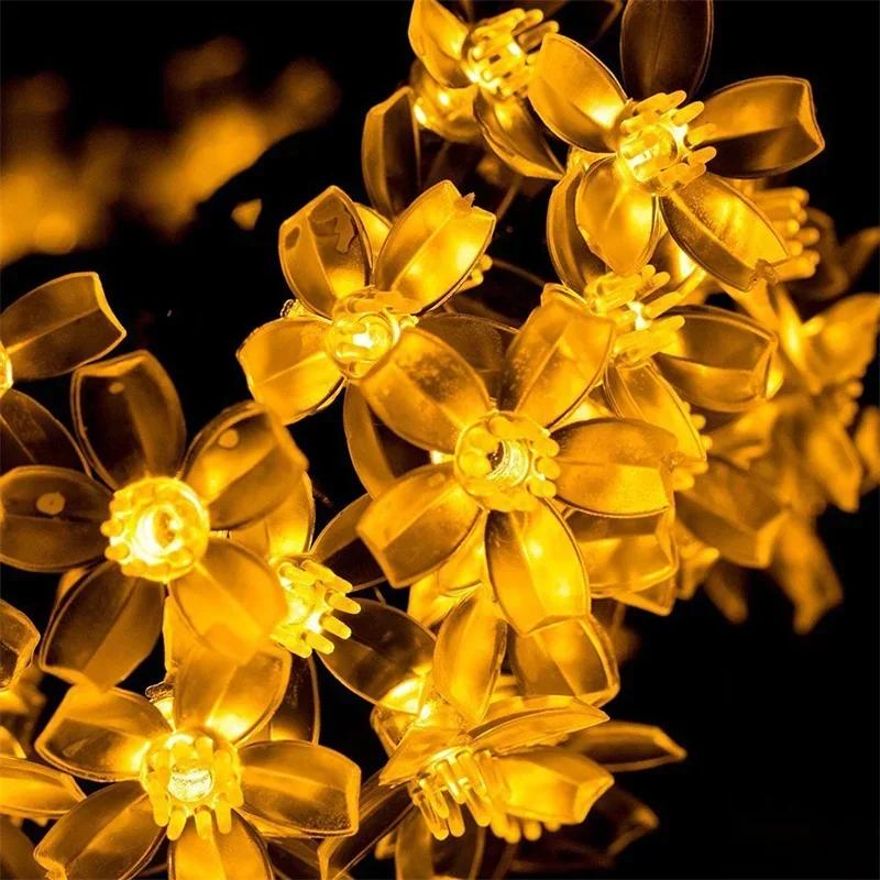 20/50/100LEDs Solar String Lights Outdoor Waterproof 8 Mode Cherry Flowers Light Christmas Garden Party Home Festival Lawn Decor