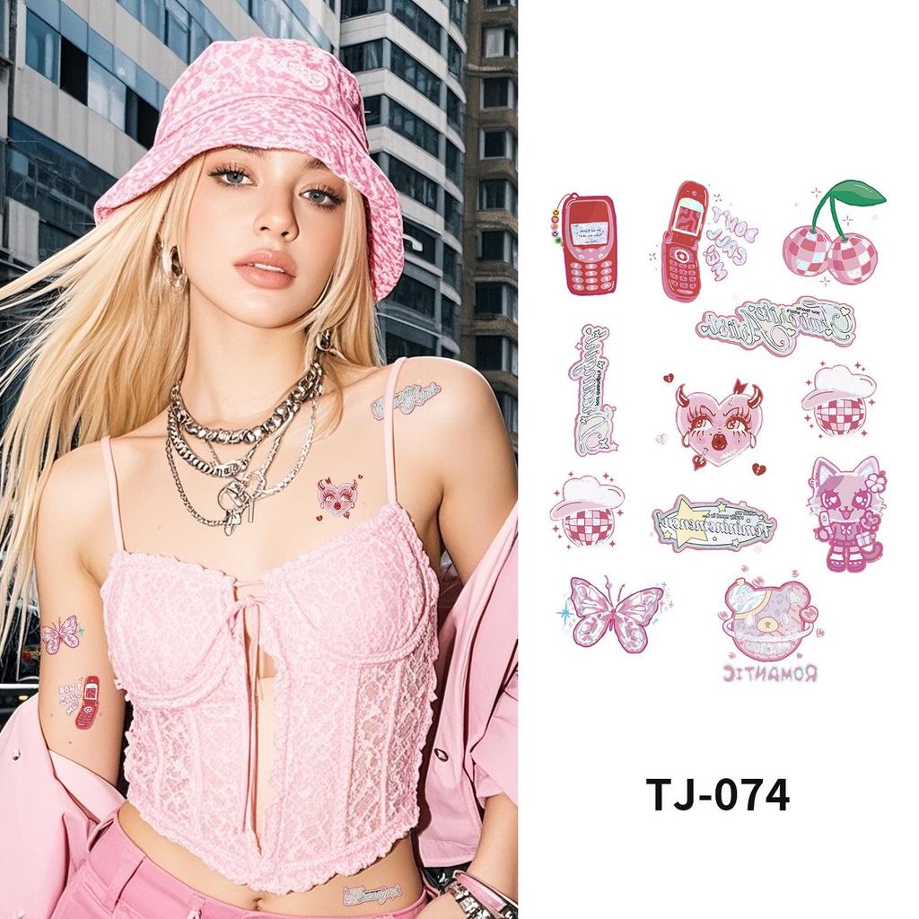 Pink Barbie Metallic Laser Tattoo Stickers - Trendy Summer Party Cool & Sweet Style