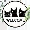 Wooden Hanging Decorative Sign,welcome signs,The Pattern Is Three Cute Cats,indoor or Garden decoration,2D Flat Pendant,housewarming Gifts for Friends