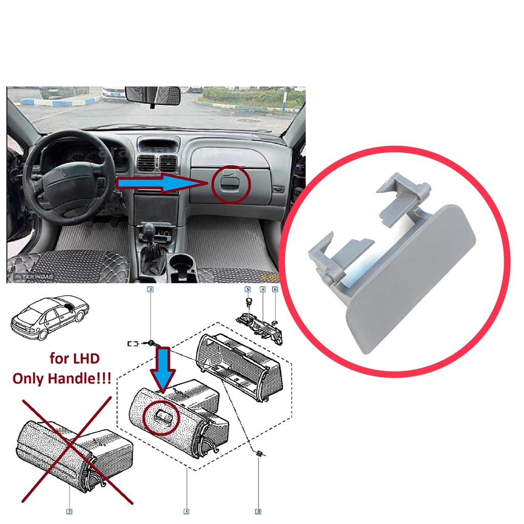 BDP1619 Glove Box Compartment Handle Opener Gray LHD for Renault Laguna MK1 1993–2002 7701206162