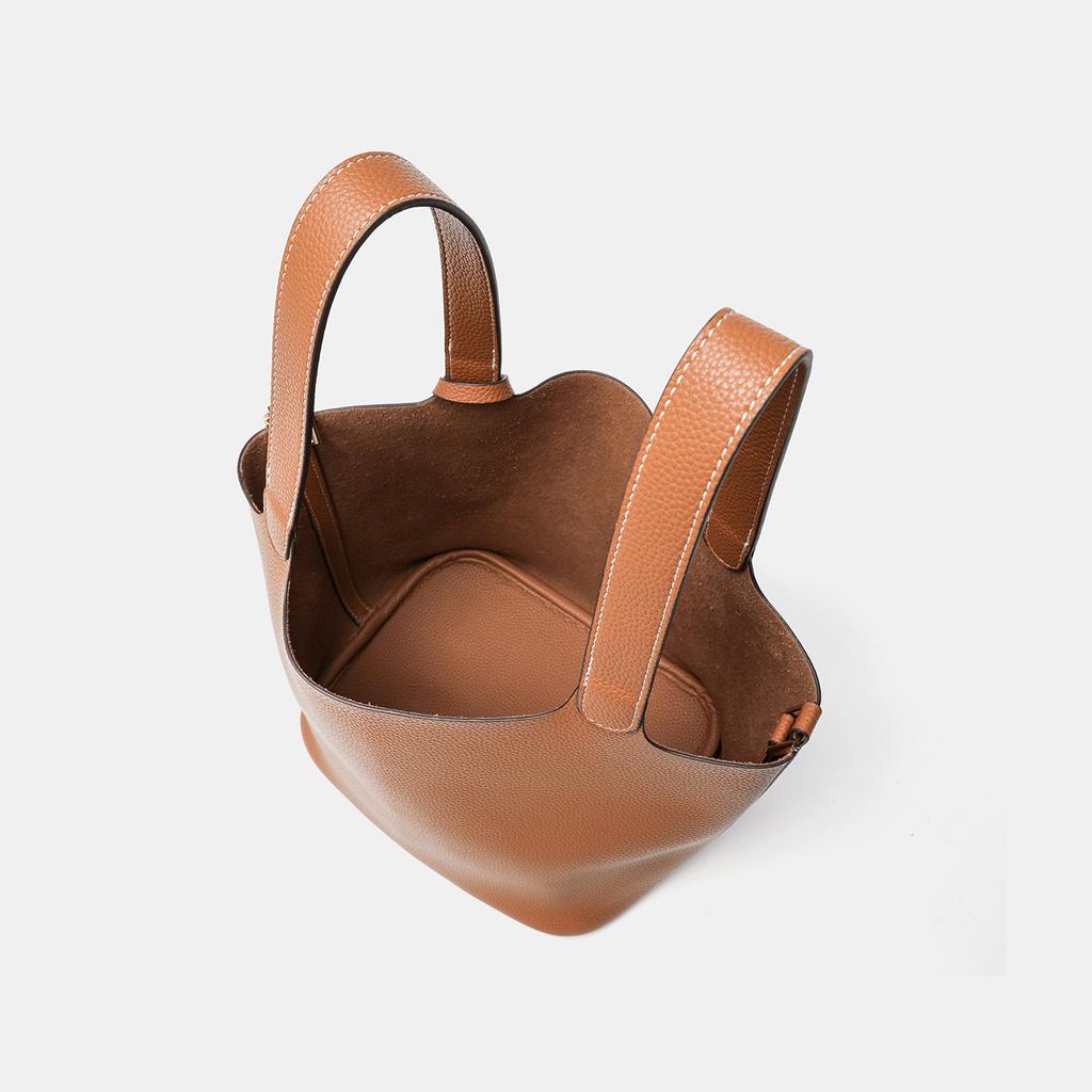 Litchi Pattern Advanced Sense Large Capacity Niche Bucket Bag Texture Vegetable Basket Bag Single Shoulder Oblique Span Bag Mother And Child Bag