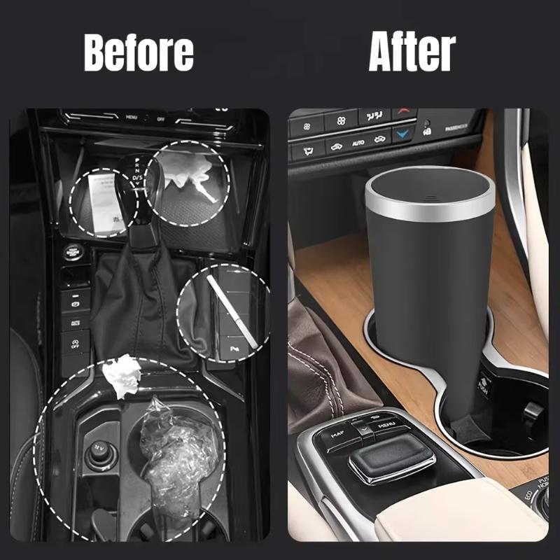 Auto Garbage Bin Ashtray Leak-proof Car Cup Holder Trash Can with Cover Storage Box Bucket Waterproof Acessory