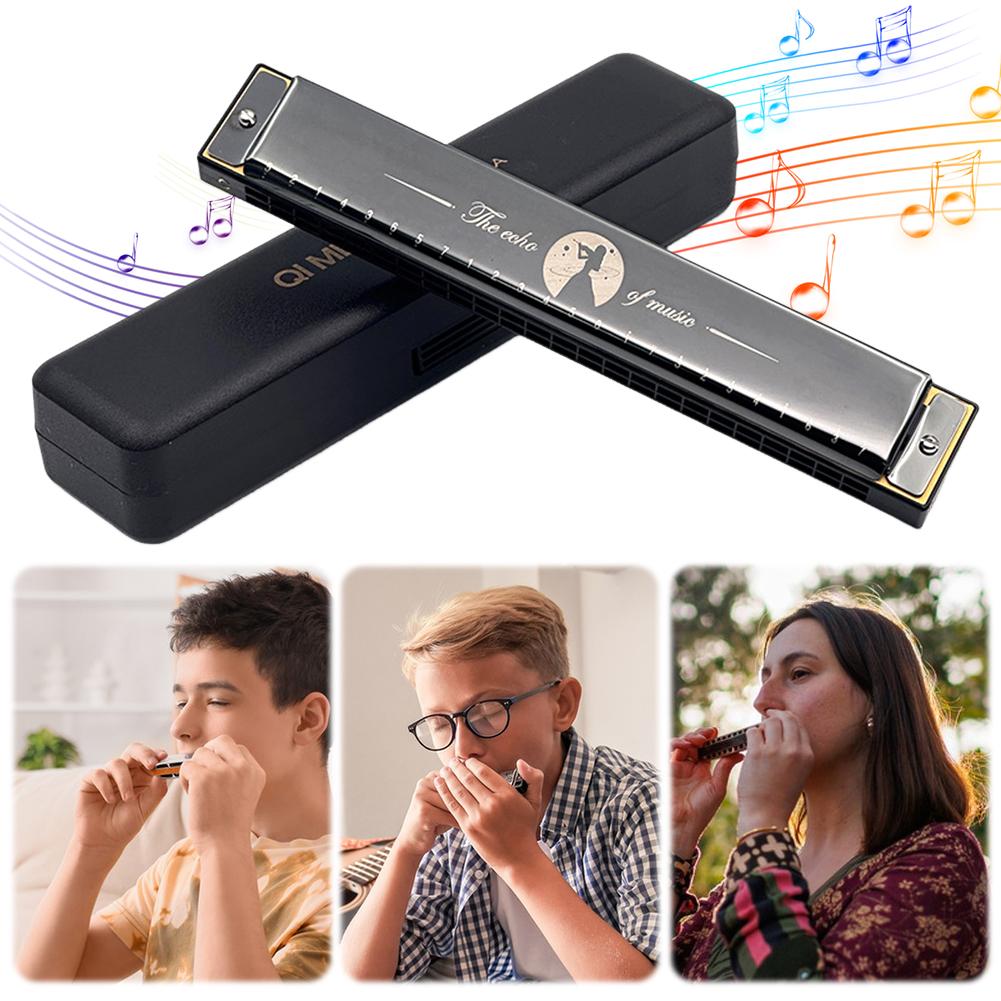 24 Holes Portable Harmonica C Key Compact Mouth Organ Professional Standard Harmonica Lightweight Harmonica Party Favors