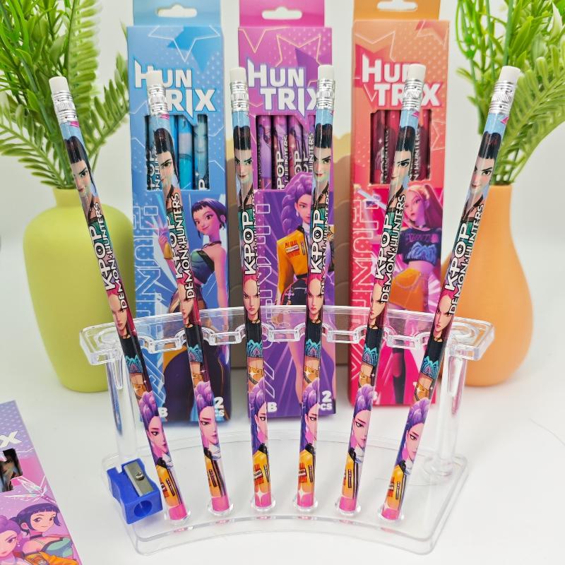 12Pcs/Set Kpop Demon Hunters Rumi Mira Zoey Cartoon Pencils For Students Writing Stationery Pencil School Rewards Children Gift