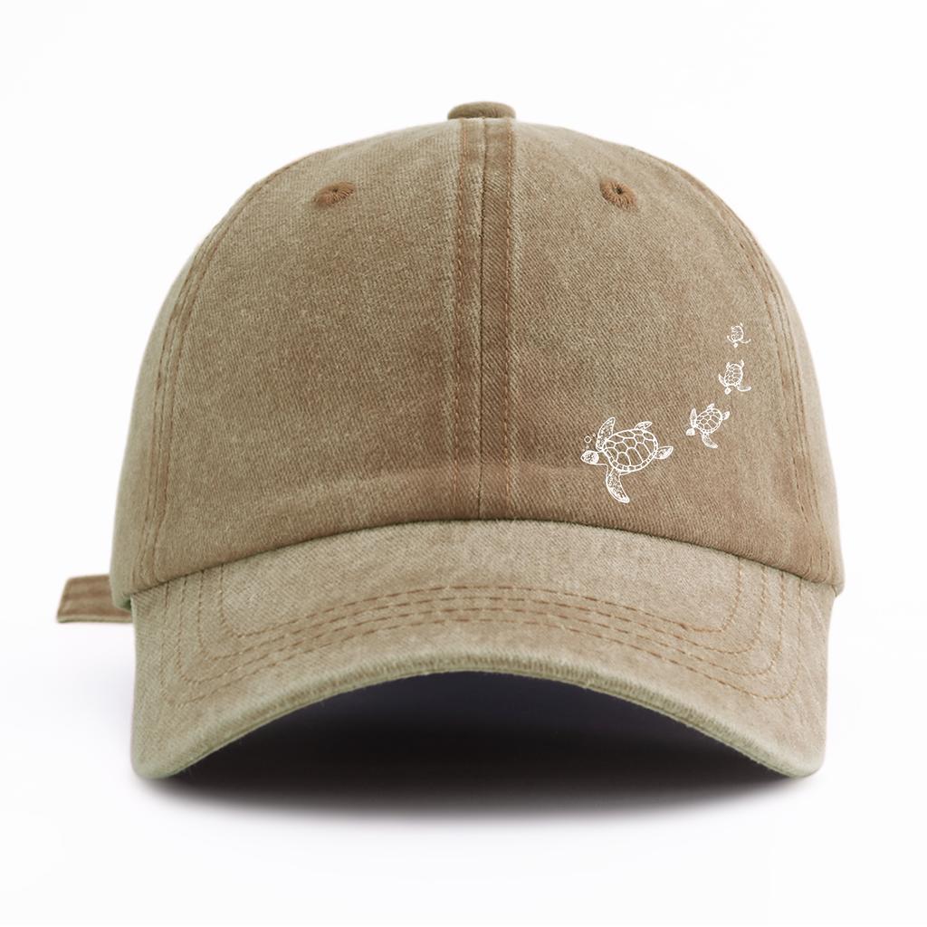 1 Stück gewaschene Baseballkappe mit Schildkrötenmuster für Erwachsene, minimalistischer Retro-Stil, lässige, weiche, verstellbare Dad-Kappe, perfekt als Geschenk
