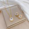 Full of Zirconium Exquisite Wind Copper Micro-inlaid Earrings Necklace Set Combination