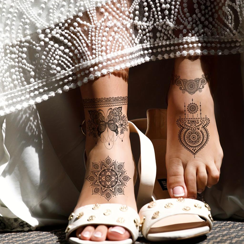 10pcs Black Lace Mandala Sexy Style Floral & Designs, Perfect for Parties, Weddings, And Festivals