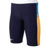 MIZUNO FX SONIC Prism Half Size FINA Swimming for Competitive Swimming and Challenge N2MB1031 Men's Spats, M, Navy/Yellow, (International Federation)