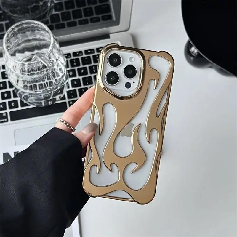 Neue 3D-Flammenmuster Hohl Dünne Handyhülle Für iPhone 17 16 15 14 13 12 11 Pro Max 15 14 16 Plus 17 Air Stoßfeste Hülle
