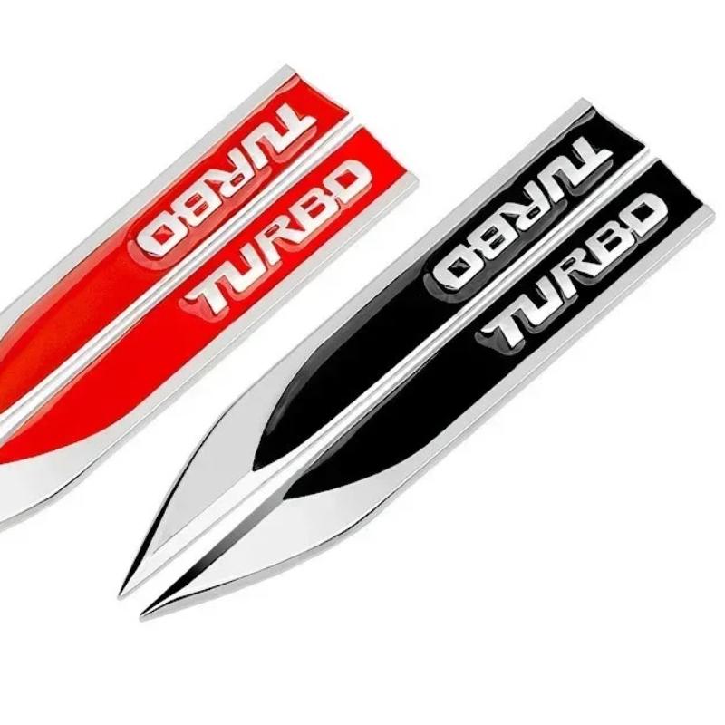 2pcs X 3D Metal Turbo Logo Car Side Fender Blade Emblem Badge Sticker Accessories
