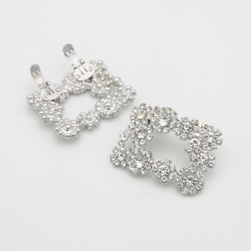 Square Clamp Shoe Clip Bride High Heel Shoe Decorations Shiny Rhinestone Decorative Clips Wedding Charm Buckle for Women