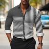 Striped men's business casual 3D printed shirt for outdoor wear, daily work folding, long sleeved oversized xs-6xL for comfort