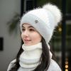 Hat and Scarf Set for Women, Autumn-Winter Warm Fleece Hat, Fashionable Winter Cycling Windproof Cold-Proof Cap