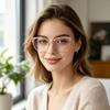 European and American new fashion anti-blue glitter glasses cat eye frame female metal personality trend versatile street shot flat mirror