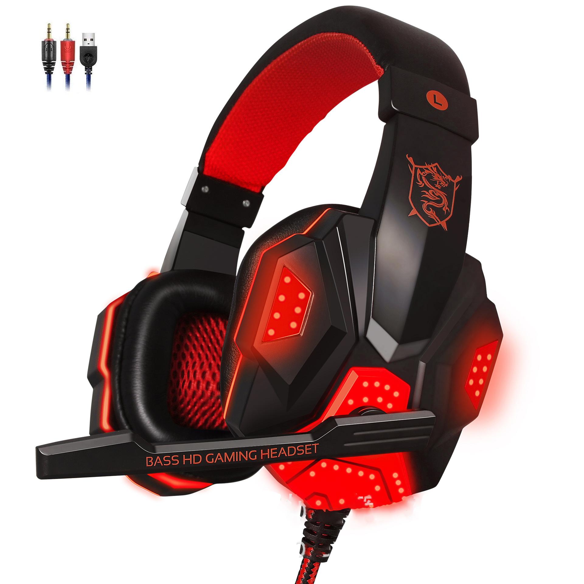 

Игровая гарнитура Plextone PC780 с микрофоном 3,5 мм, светодиодные наушники с объемным стерео басом HD для игровых ПК, Xbox Series X/S, PS5, PS4, VR Package size:20*19.5*9cm красный/чёрный