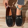Large size single shoes women's autumn new metal chain flat bottom thick bottom casual