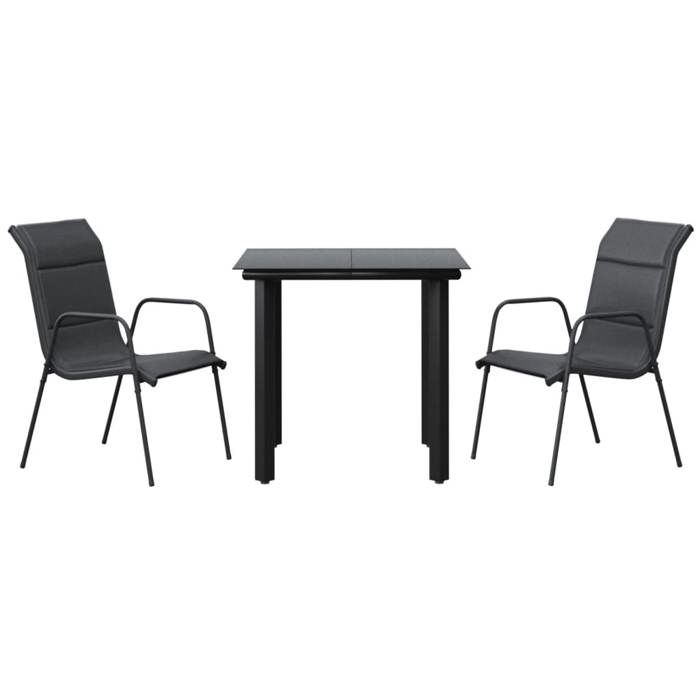 VidaXL Ensemble à manger de jardin 3 pcs noir textilène et acier 3200710