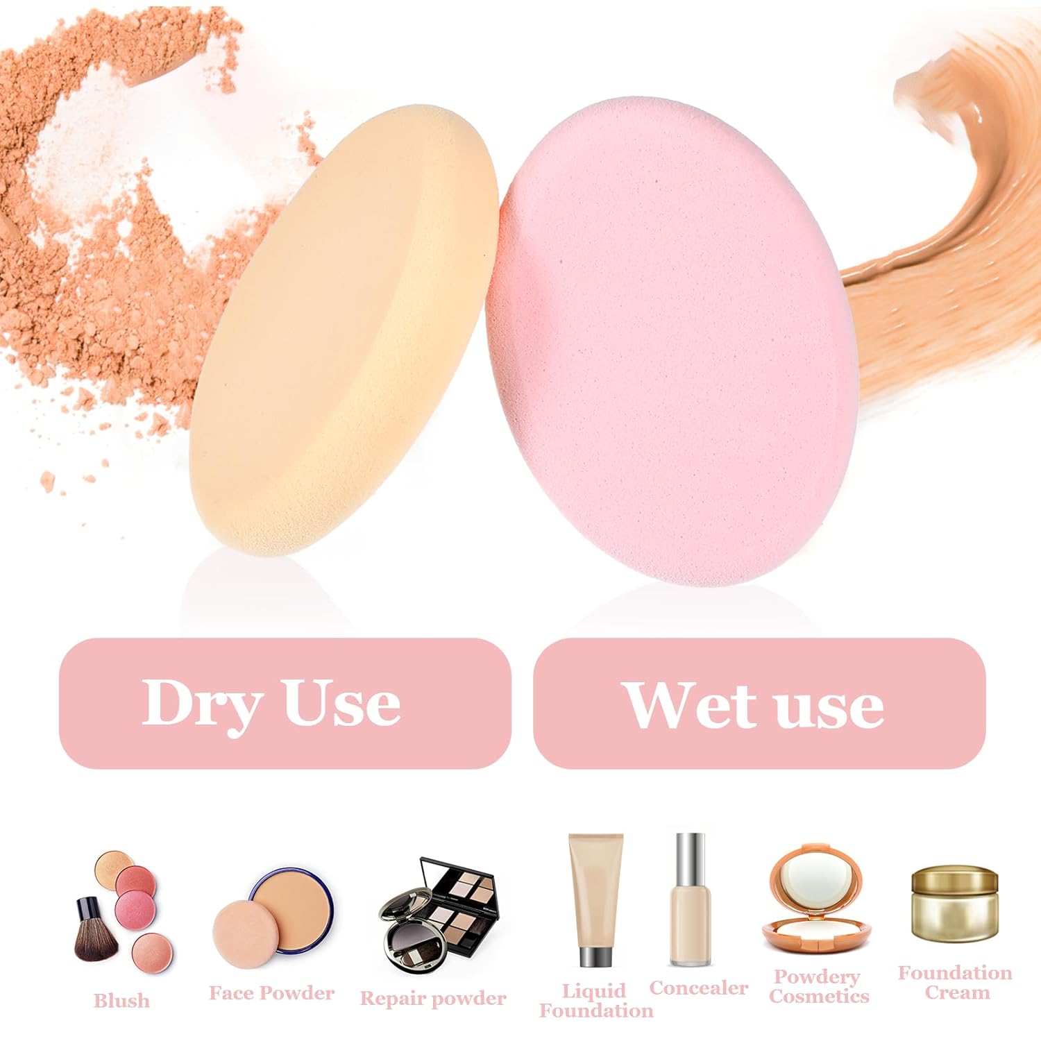 

4 Pack Oval Puff Beauty Egg Foundation Sponge Professional Makeup Sponge for Eye Foundation Blush Application Forehead Cheeks, Dry and Wet Skin Tone
