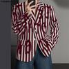 INCERUN Oversized Spring Men Lapel Neck Long Sleeve Striped Button Thin Blazer Coats