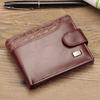 Men's small card bag buckle short money ticket clip splicing change bag horizontal leather wallet, men