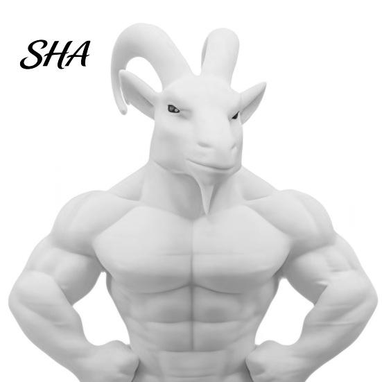 Dekoration für Erzählräume 3D-gedruckte muskulöse Ziegenfigur, Tierfigur Schreibtisch für Nischenkunst Sammlerstück Heim Büro Regal, Lustiges Geschenk für Fitnessstudio-Besucher Liebhaber