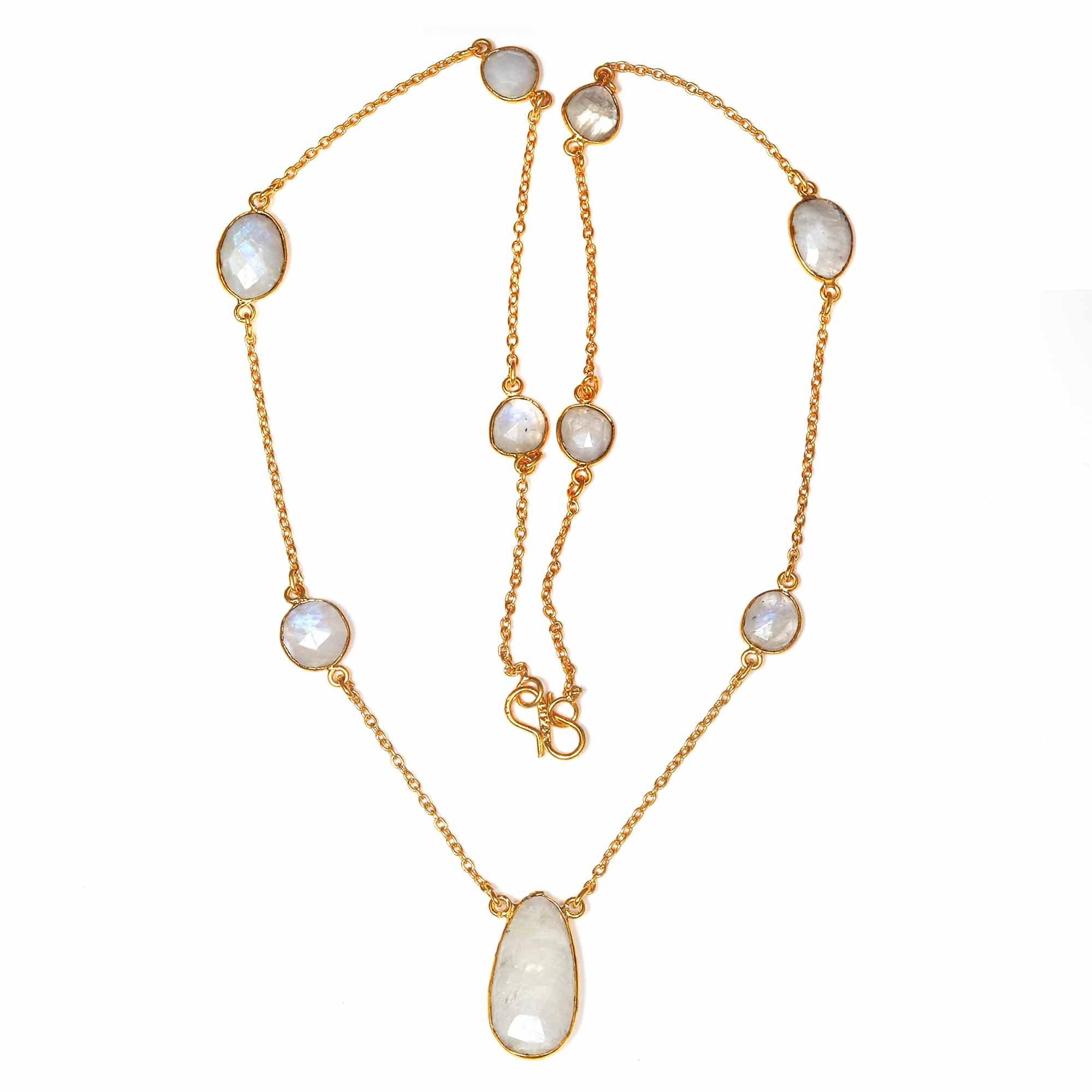 

Necklace Moonstone Feceted Gemstone HandmadeAntique Silver Jewelry 24