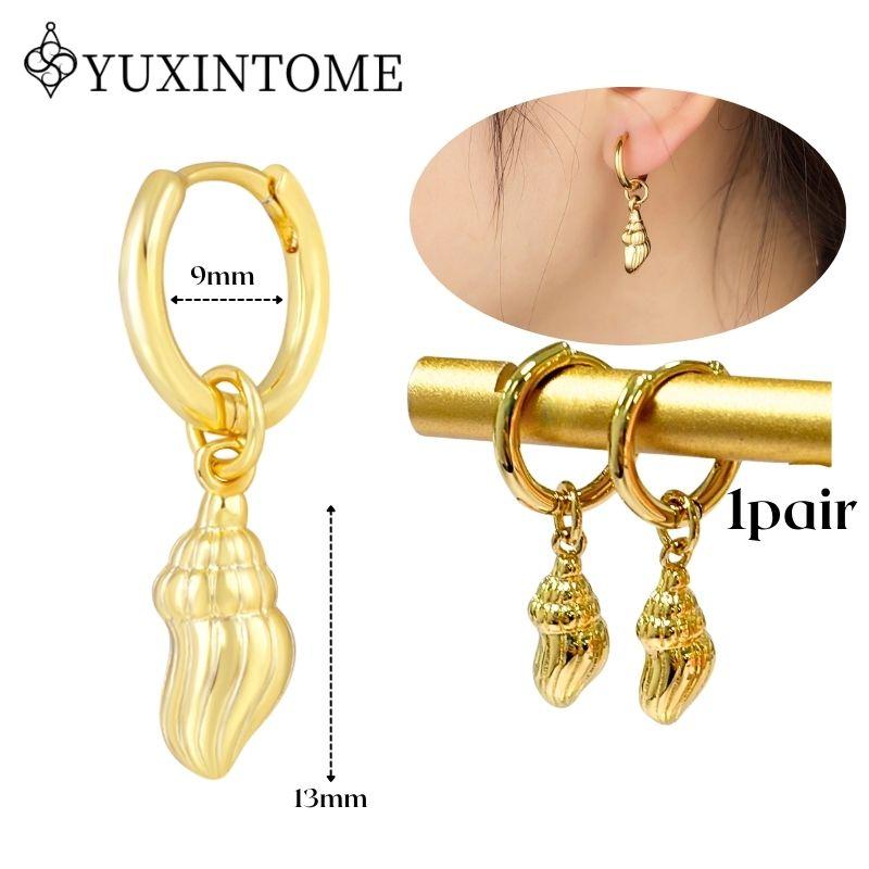 YUXINTOME 925 Silver Ear Needle Zircon Hoop gold Earrings For Women Square Plate Pendant Cutout Heart Earrings Fashion Jewelry