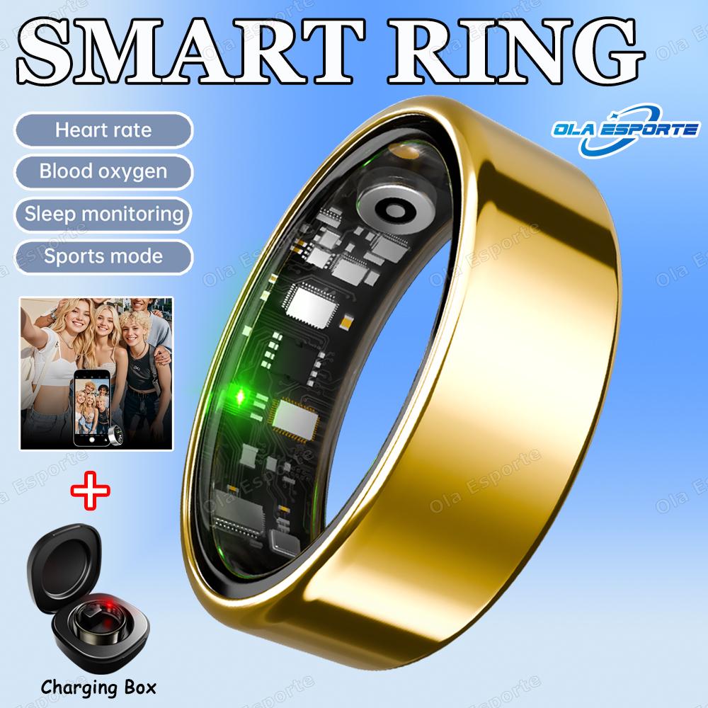 New Smart Ring Men Women, Heart Rate Blood Oxygen and Sleep Monitor Smartring IP68 & 5ATM Waterproof, Multi-sport Mode Ring