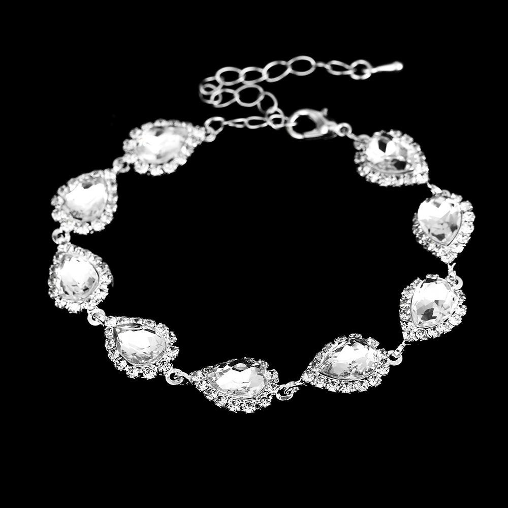 Bright Diamond Zircon Water Drop Necklace Earrings Wedding Jewelry, Shooting Jewelry Set