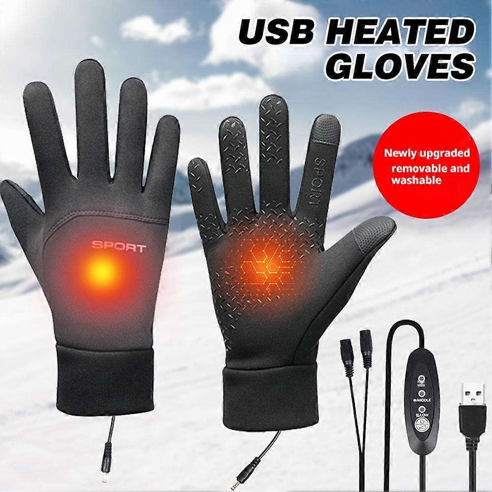 Cycling Thermal Gloves Electric USB Heated Gloves Winter Warm Gloves