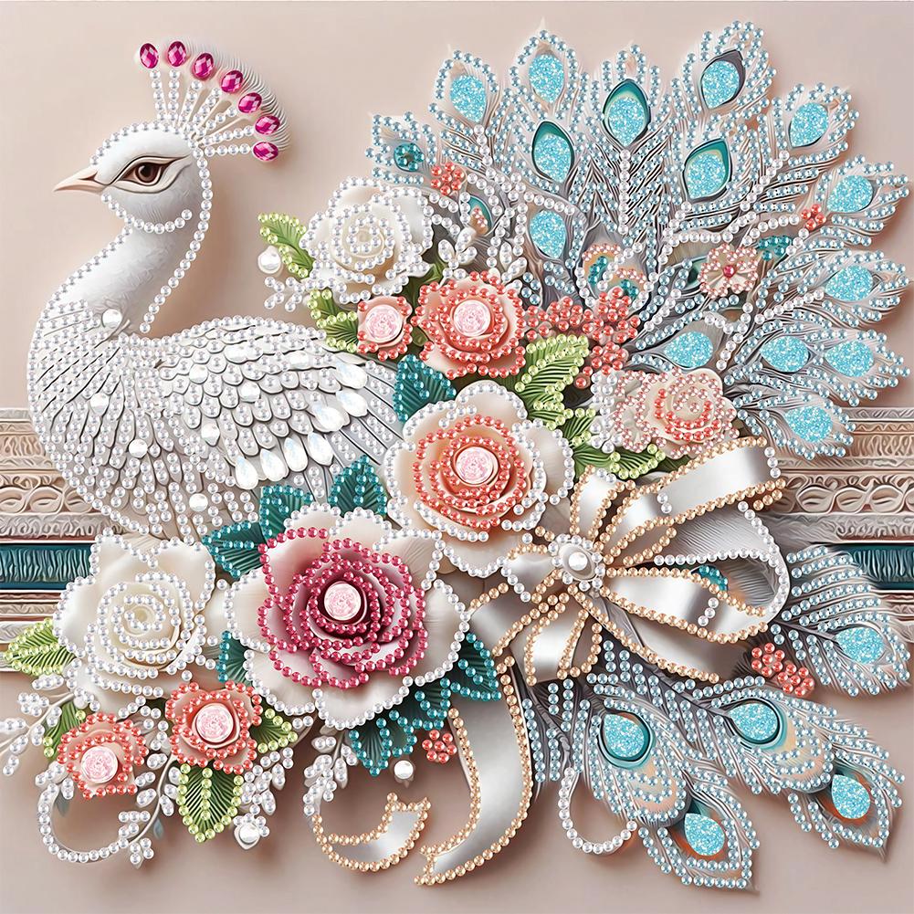 5D DIY Partial Special Shaped Drill Diamond Painting Kit Peacock Swan Decor