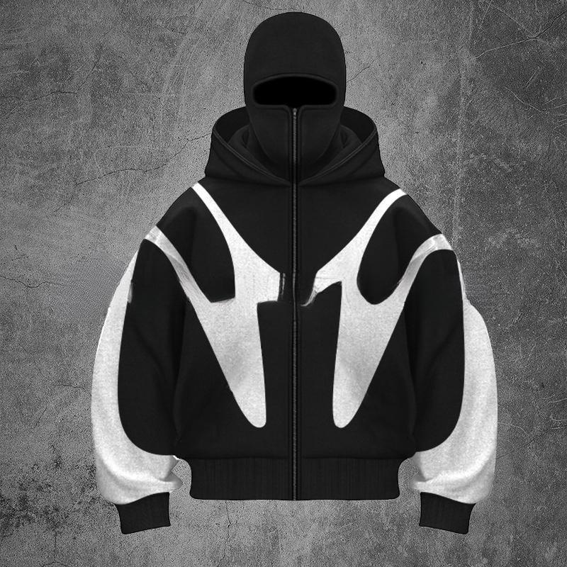 2025 American Trendy Double-Hooded Bandit Zip-Up Cardigan Sweatshirt - Couple Style, Windproof, High Street Outerwear.