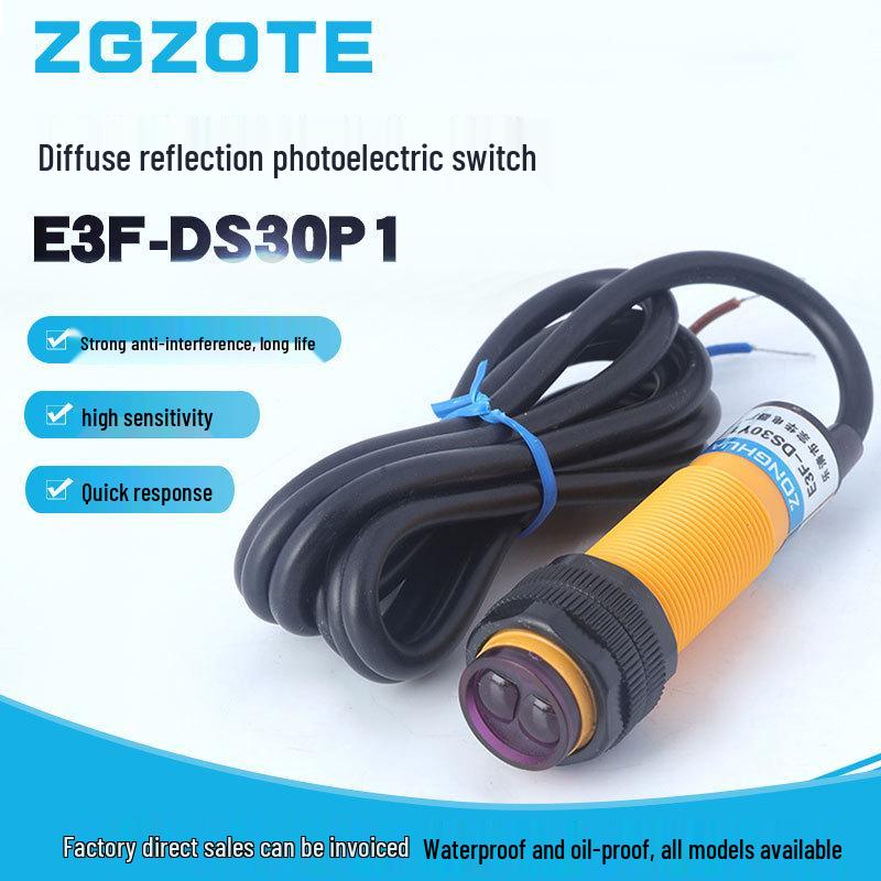 Streulicht Photoelektrischer Sensor E3F-DS30P1, DC Dreidraht PNP, Schließer, 6V-36V