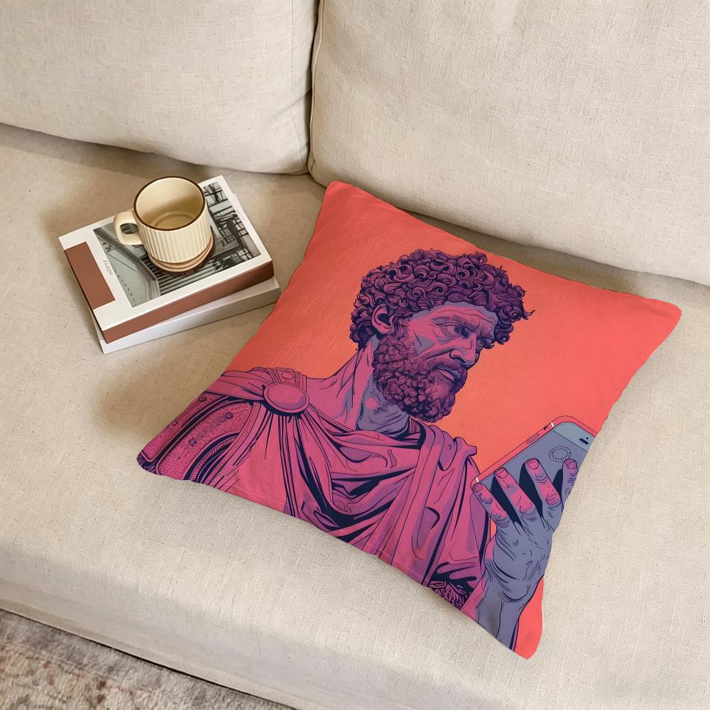 A-Ancient Roman Sculpture Art Cushion Cover Fabric Soft Furnishing,Pillowcase, Cushion Cover, Sofa Pillow, Home Decoration