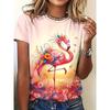 Watercolor Flamingo Tropical Tshirt Women Casual Short Sleeve Crew Neck Summer Beach Vacation Graphic Tee Funny Daily Wear