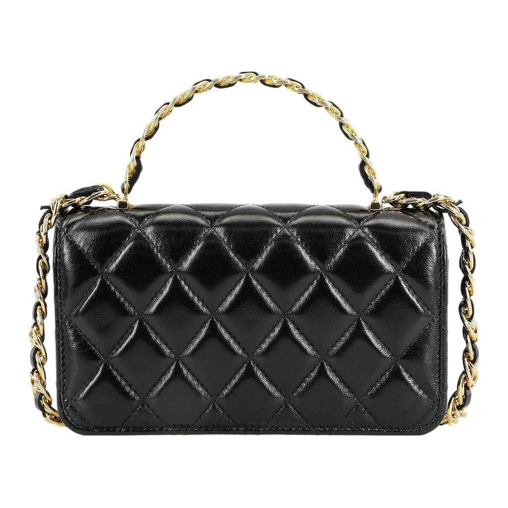 Chanel Classic Flap CF 23A Vintage Handle Diamond Quilted Polished Lambskin Embossed Buckle Leather Chain Women's Regular Shoulder Crossbody Bag Black
