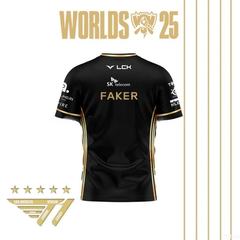 Faker Trikot League of Legends 2026 Weltmeister Ganzschwarzes Team Trikot T-Shirt Lol Esports Lck T1 Team Groß Oberteil M black