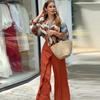 Elegant Printed V-Neck Top Wide Leg Pants Set Women 2025 Streetwear